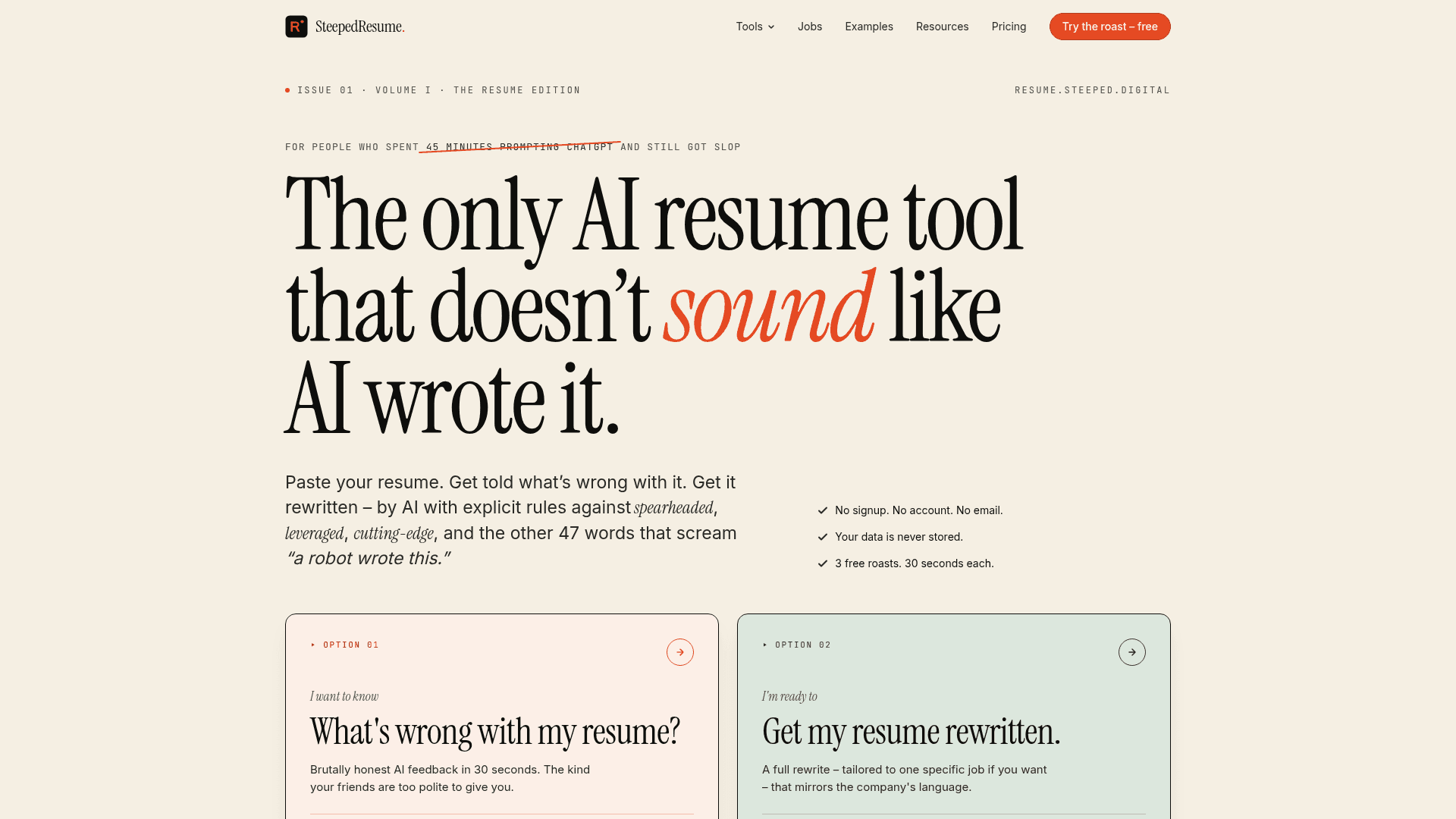 Steeped Resume screenshot
